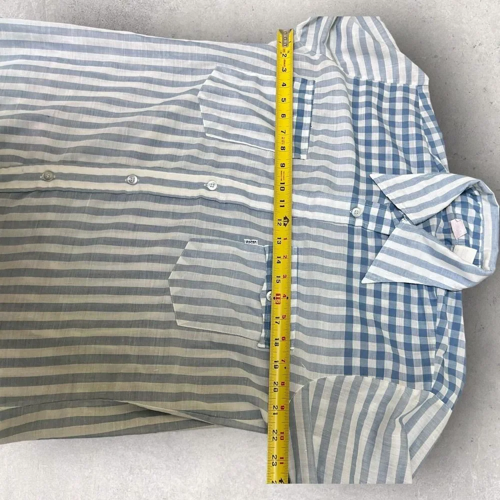 RARE Vtg 70s Levis Western Stripe Button Up Shirt Blue Size L White Tab USA Made